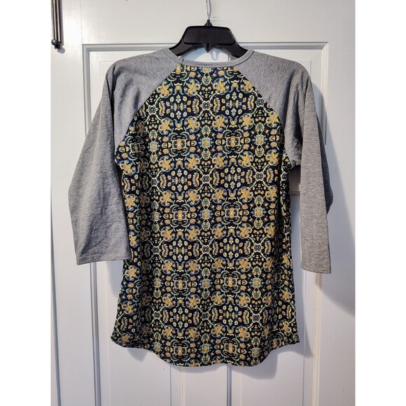 LuLaRoe Randy Raglan Size Medium Orange Green w Grey Sleeves Fast Shipping - Picture 7 of 12
